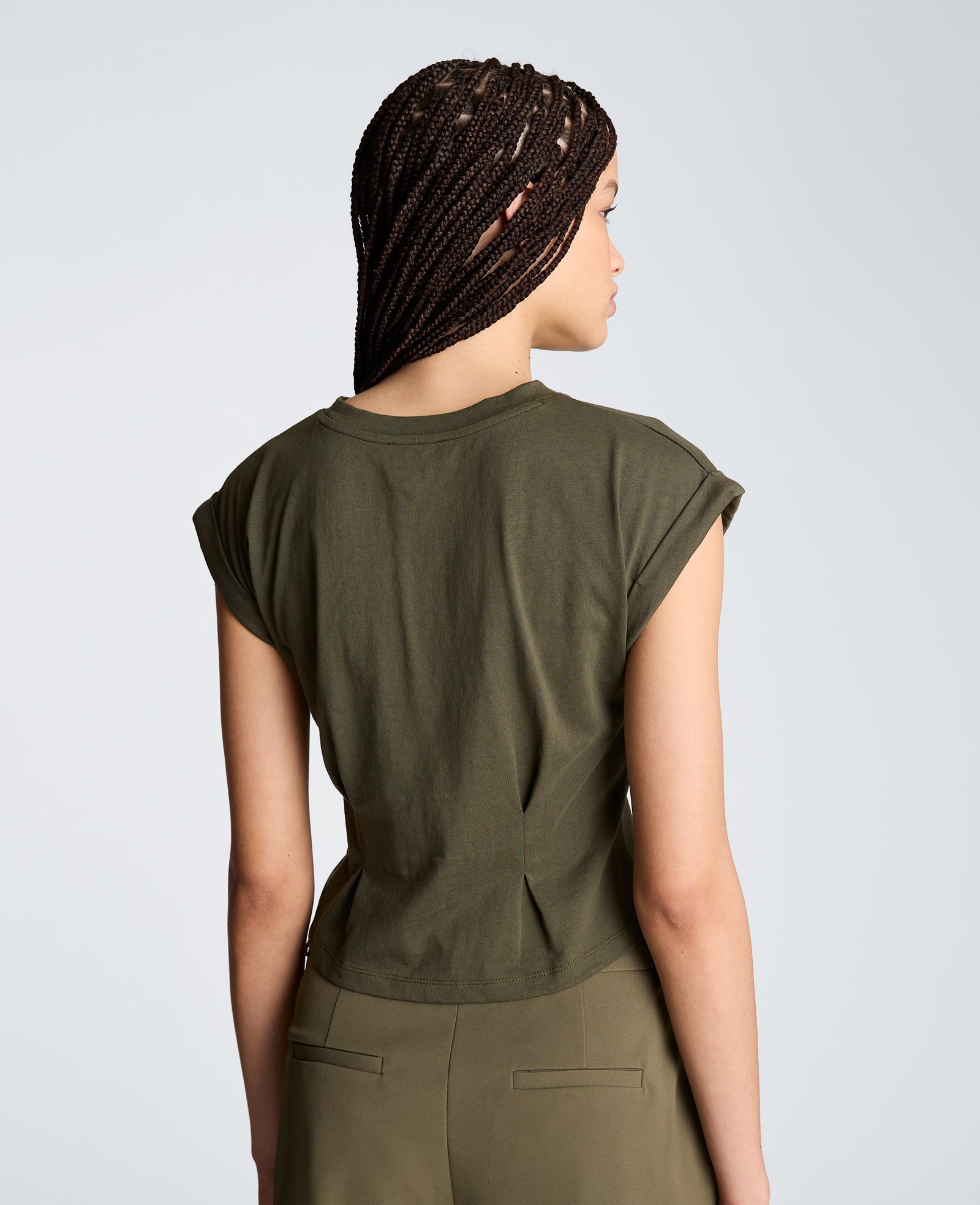 Extended Shoulder Top With Peplum Waist