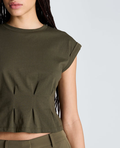 Extended Shoulder Top With Peplum Waist