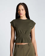 Extended Shoulder Top With Peplum Waist