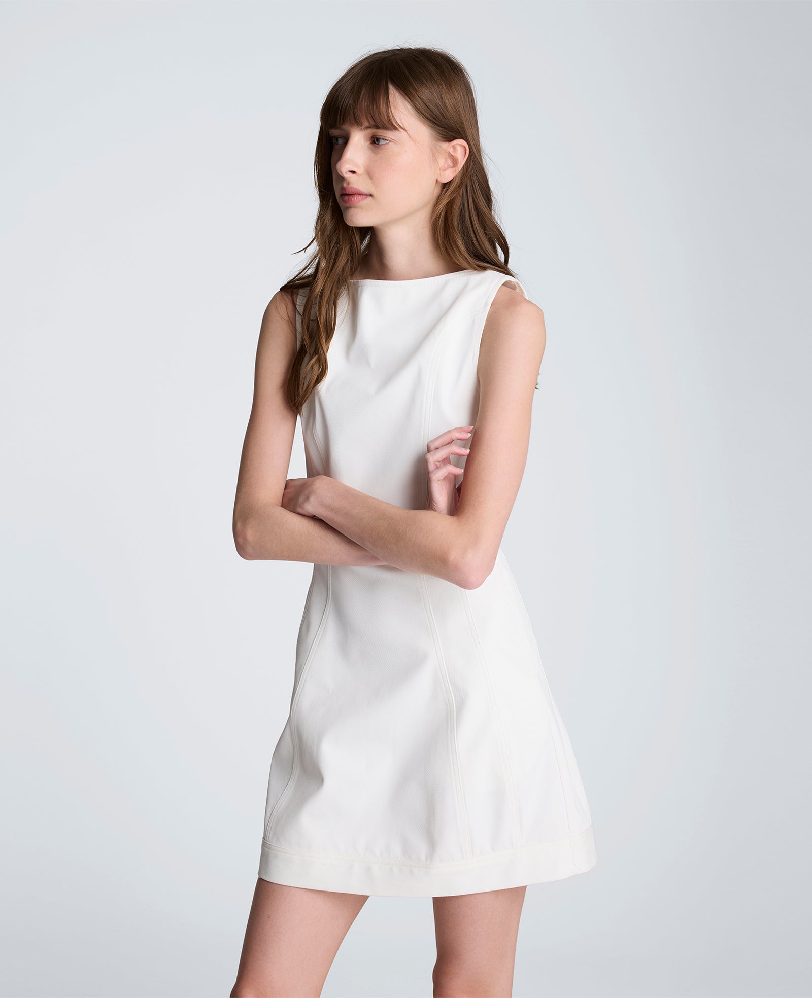 Boat Neck Sculpt Mini Dress