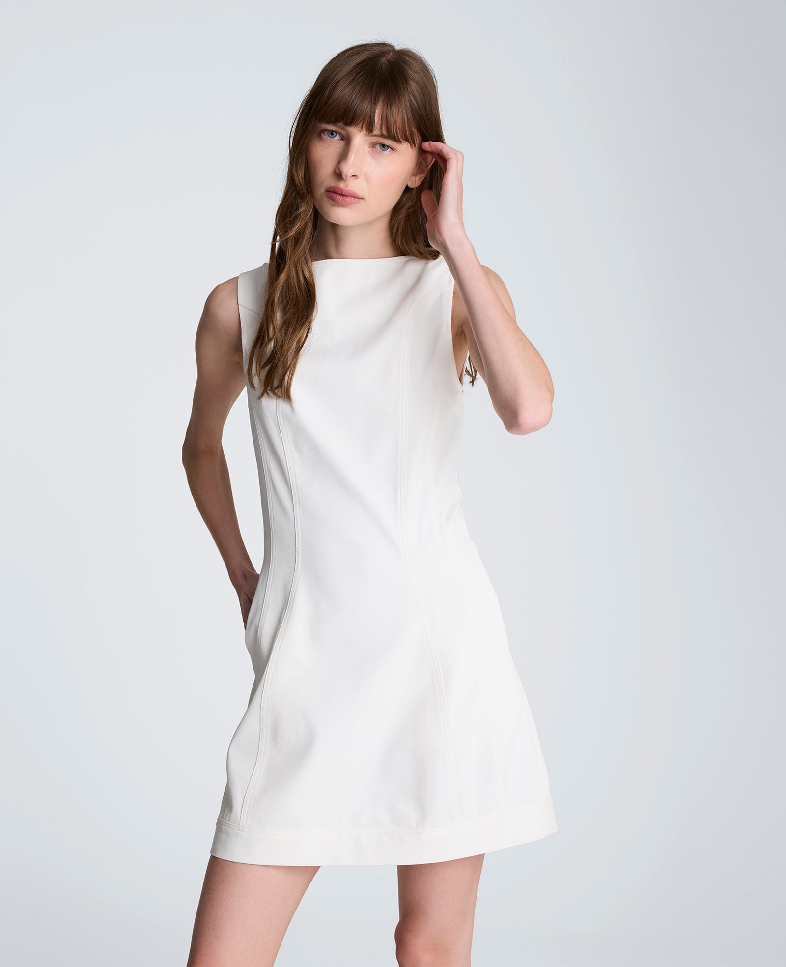 Boat Neck Sculpt Mini Dress