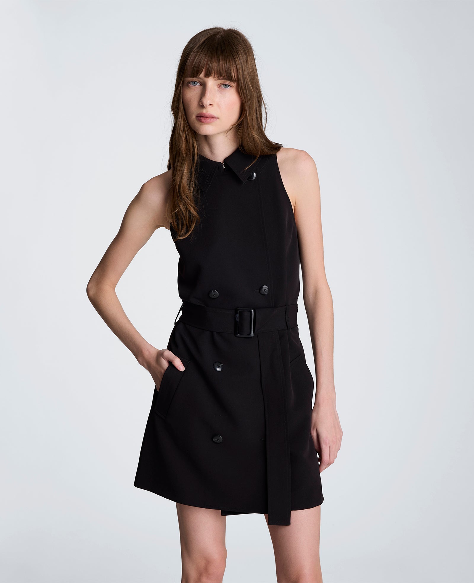 Sleeveless Short Trench Dress