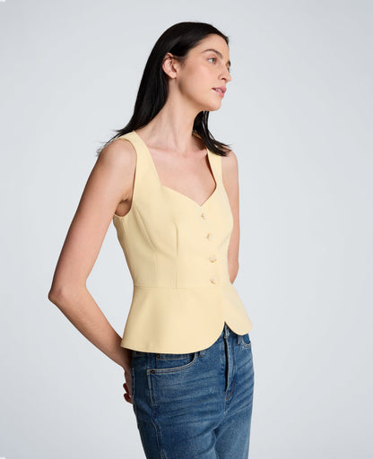 Vision Twill Four Button Curved Peplum Vest