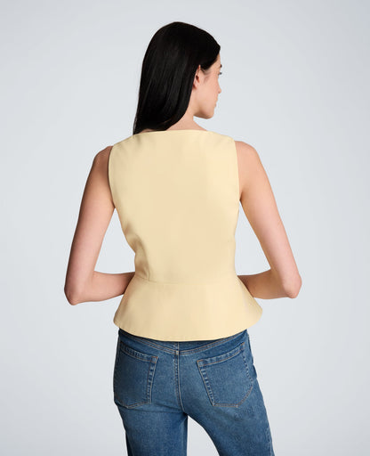 Vision Twill Four Button Curved Peplum Vest