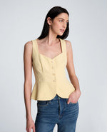 Vision Twill Four Button Curved Peplum Vest