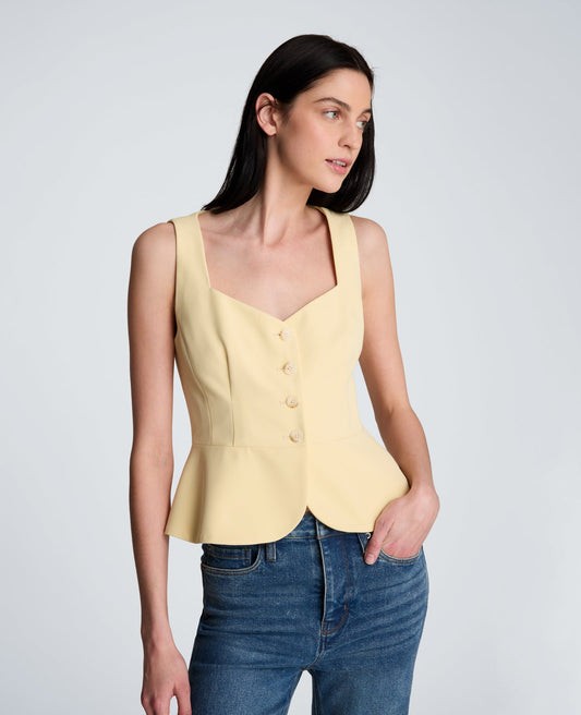 Vision Twill Four Button Curved Peplum Vest