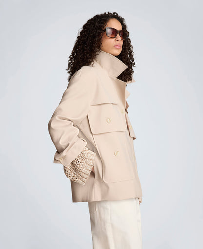 Melange Twill Multi Pocket Jacket with Notch Collar