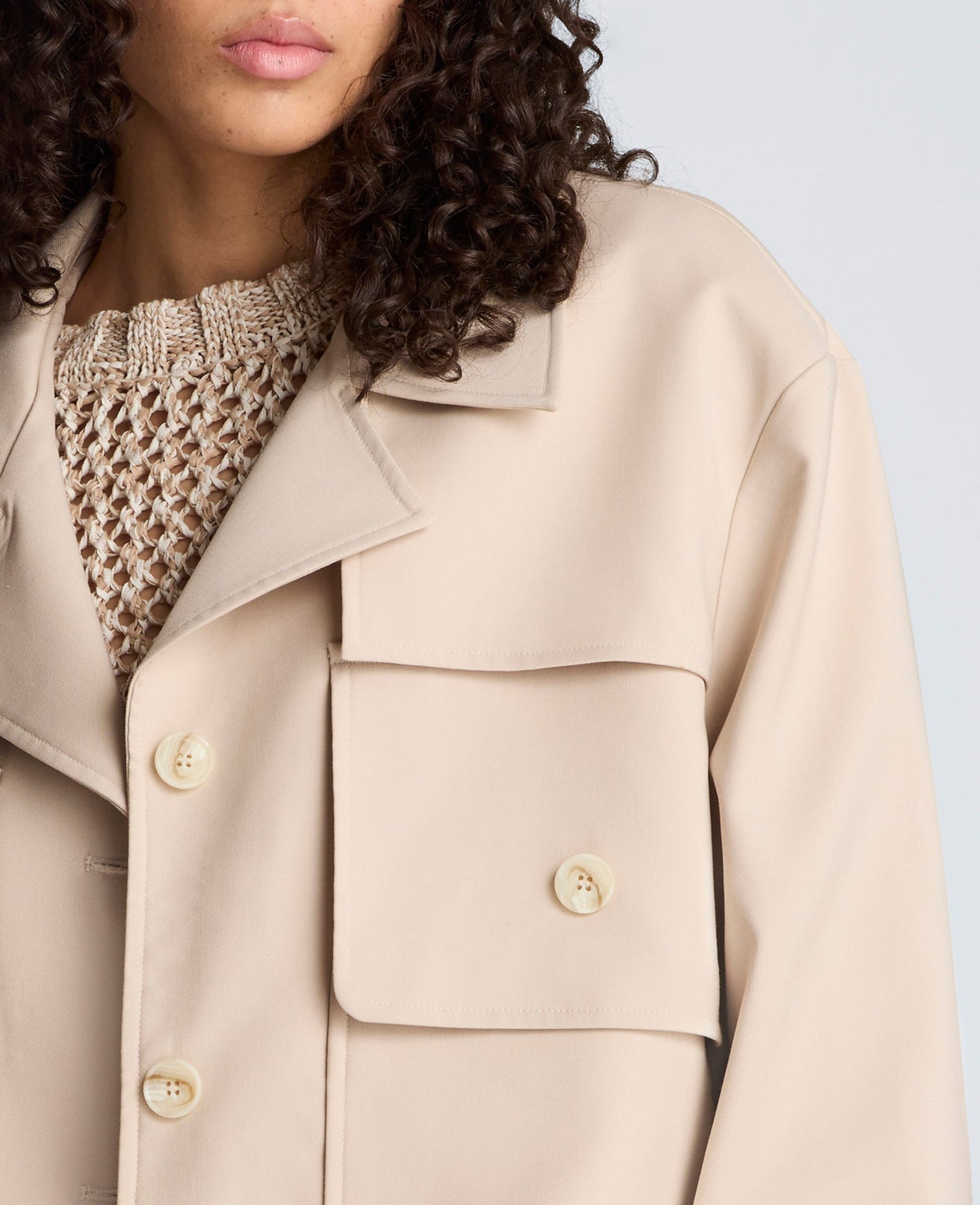 Melange Twill Multi Pocket Jacket with Notch Collar