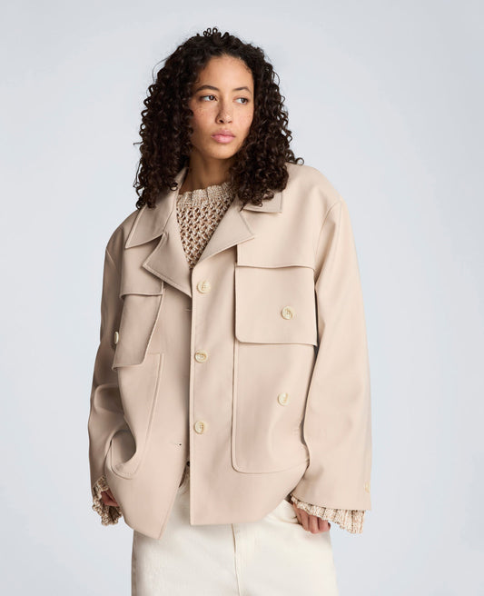 Melange Twill Multi Pocket Jacket with Notch Collar