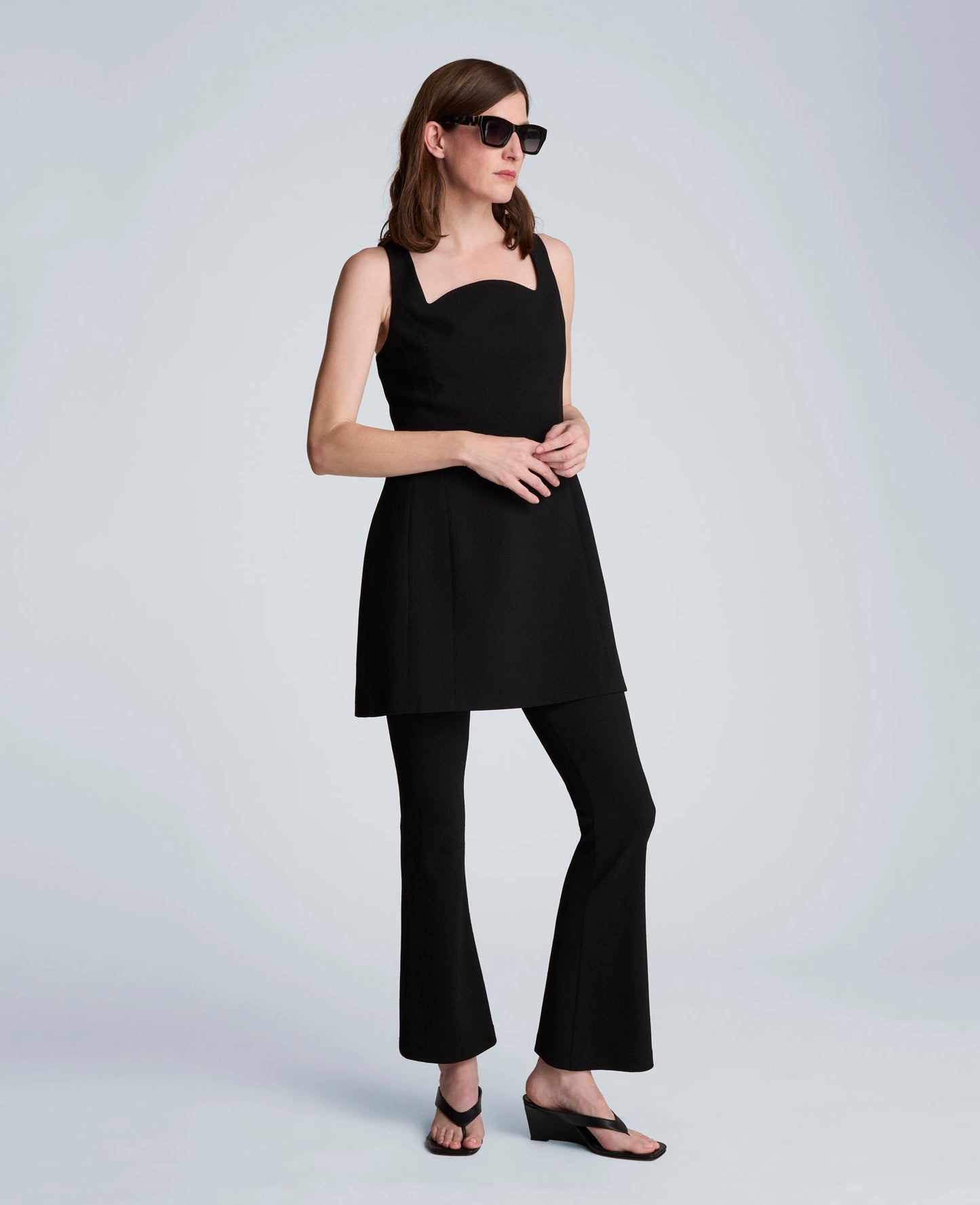 Sculpted Neck Mini Fit and Flare Dress