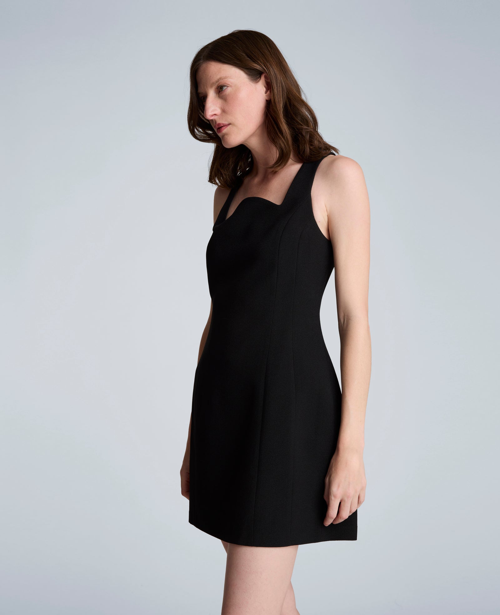 Sculpted Neck Mini Fit and Flare Dress