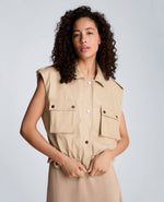 Faux Leather Snap Front Jacket with Drawcord Waist