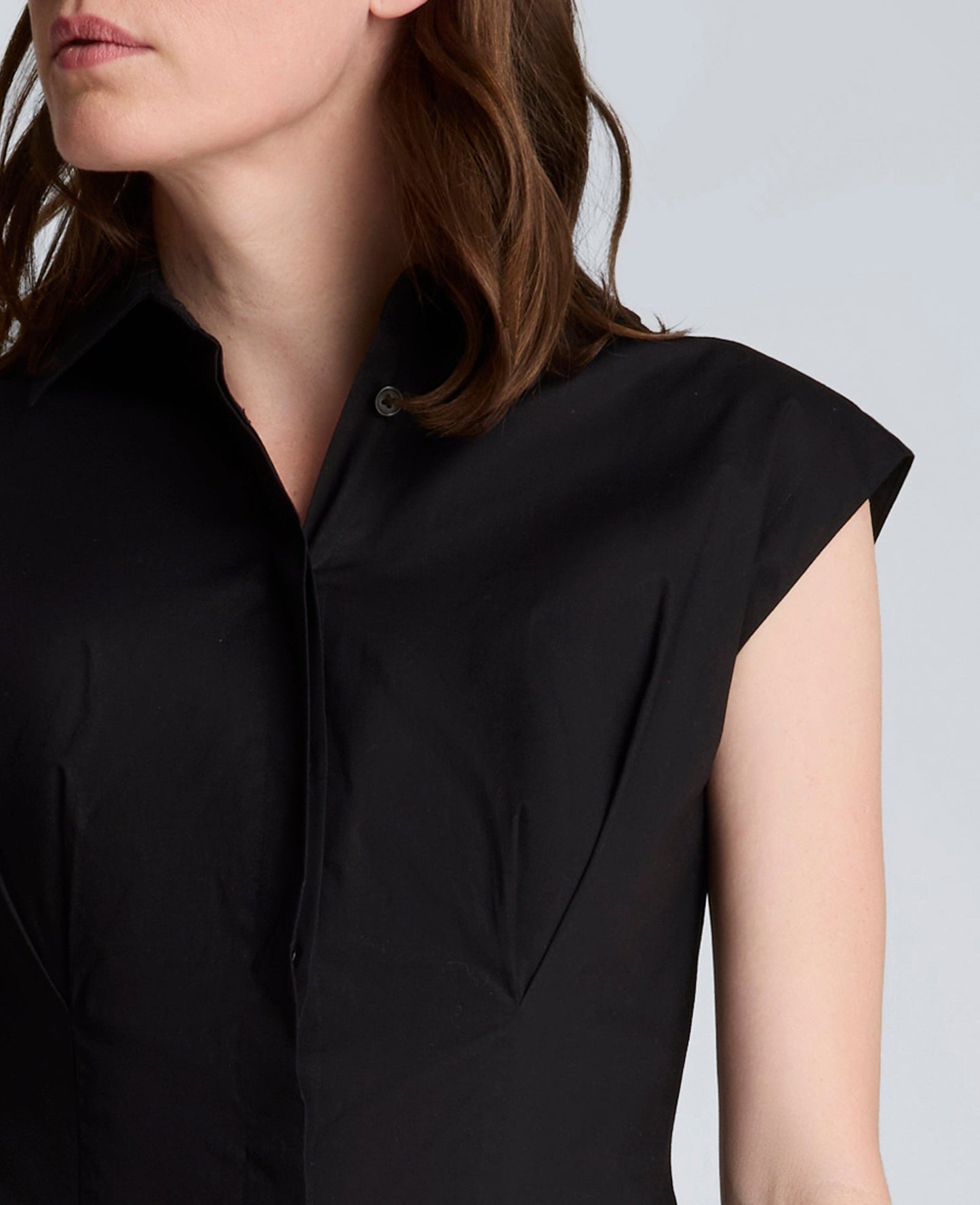 Bodice Pleat Midi Shirt Dress