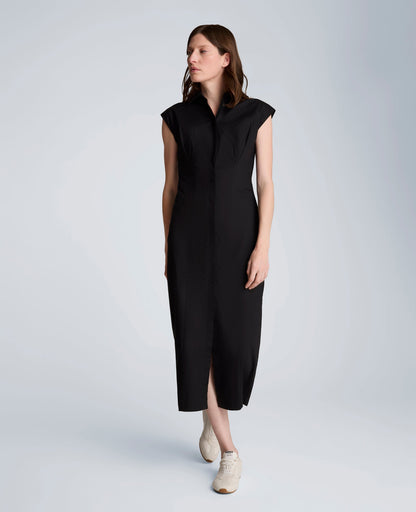 Bodice Pleat Midi Shirt Dress