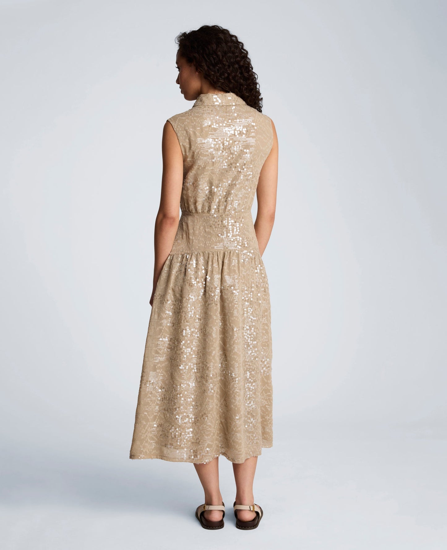 Curved Yoke Midi Shirt Dress