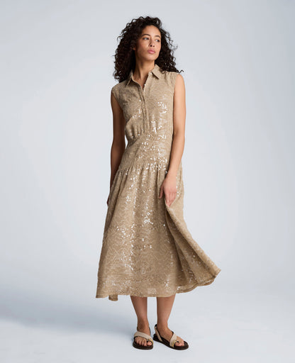 Curved Yoke Midi Shirt Dress