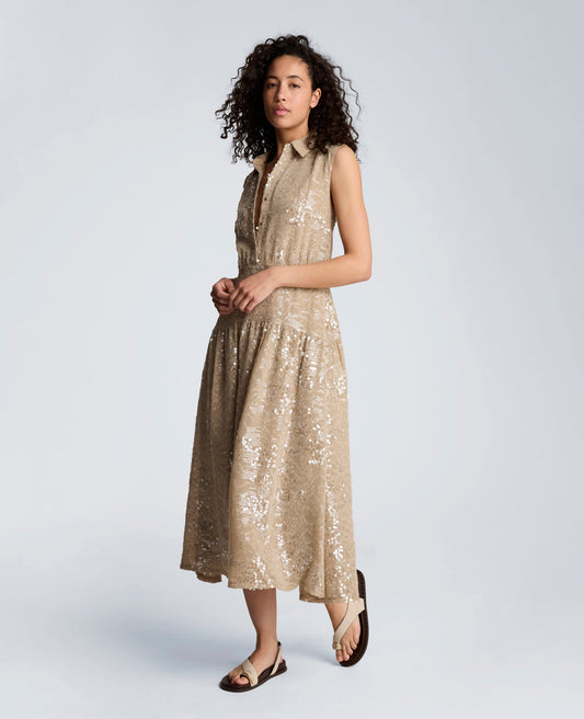Curved Yoke Midi Shirt Dress