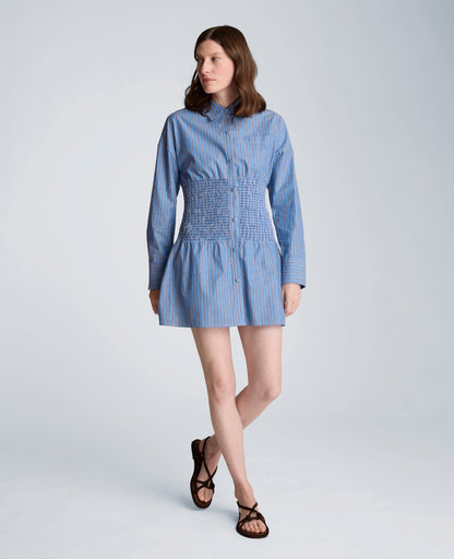 Smocked Dolman Sleeve Mini Shirt Dress