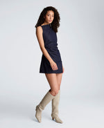 Cascade Detail Denim Mini Dress