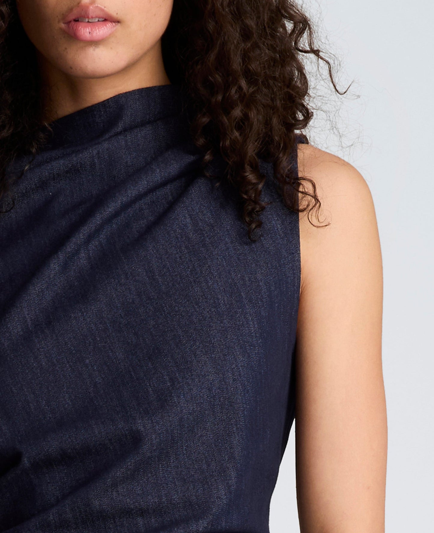Cascade Detail Denim Mini Dress