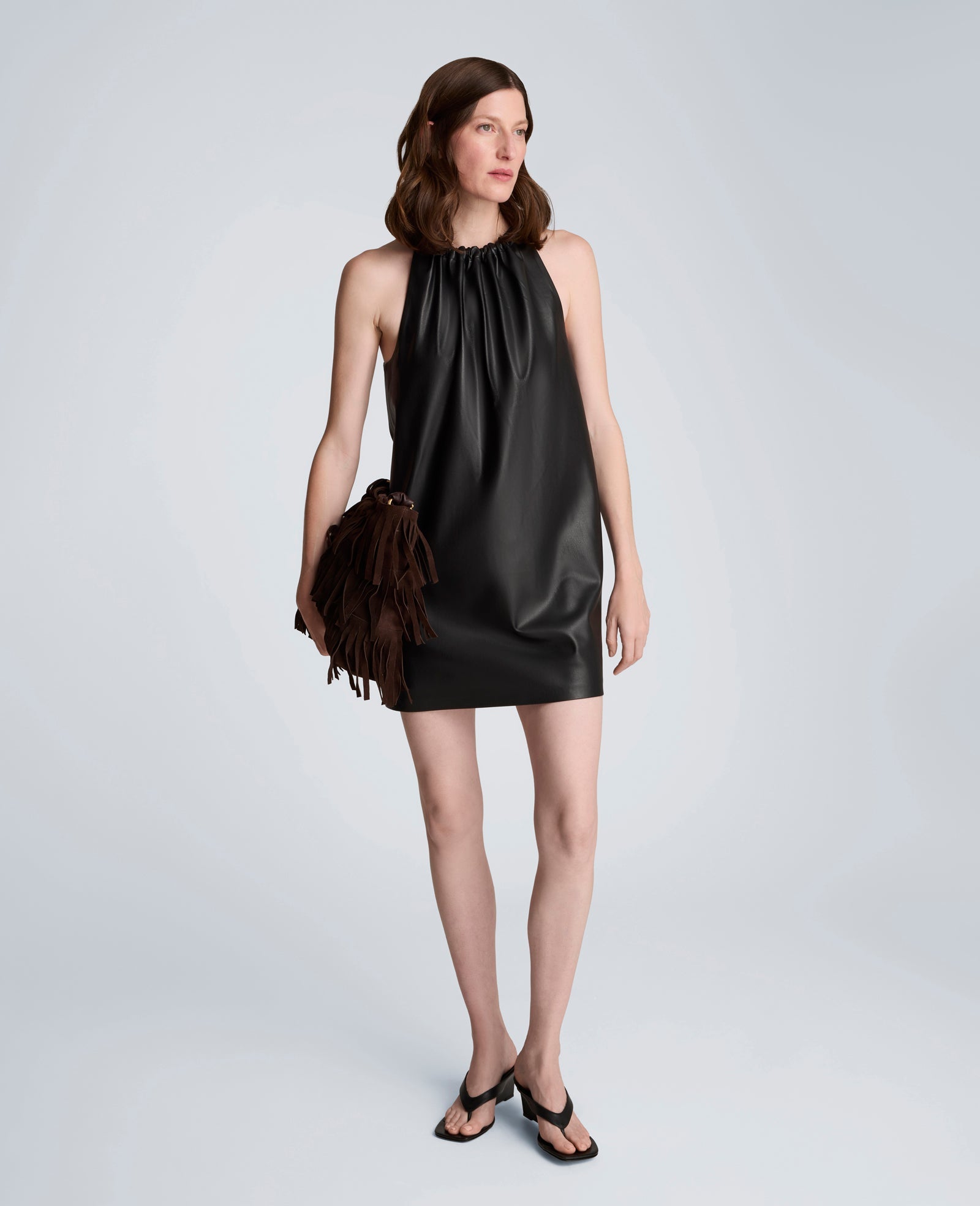 Gathered Halter Neck Mini Dress