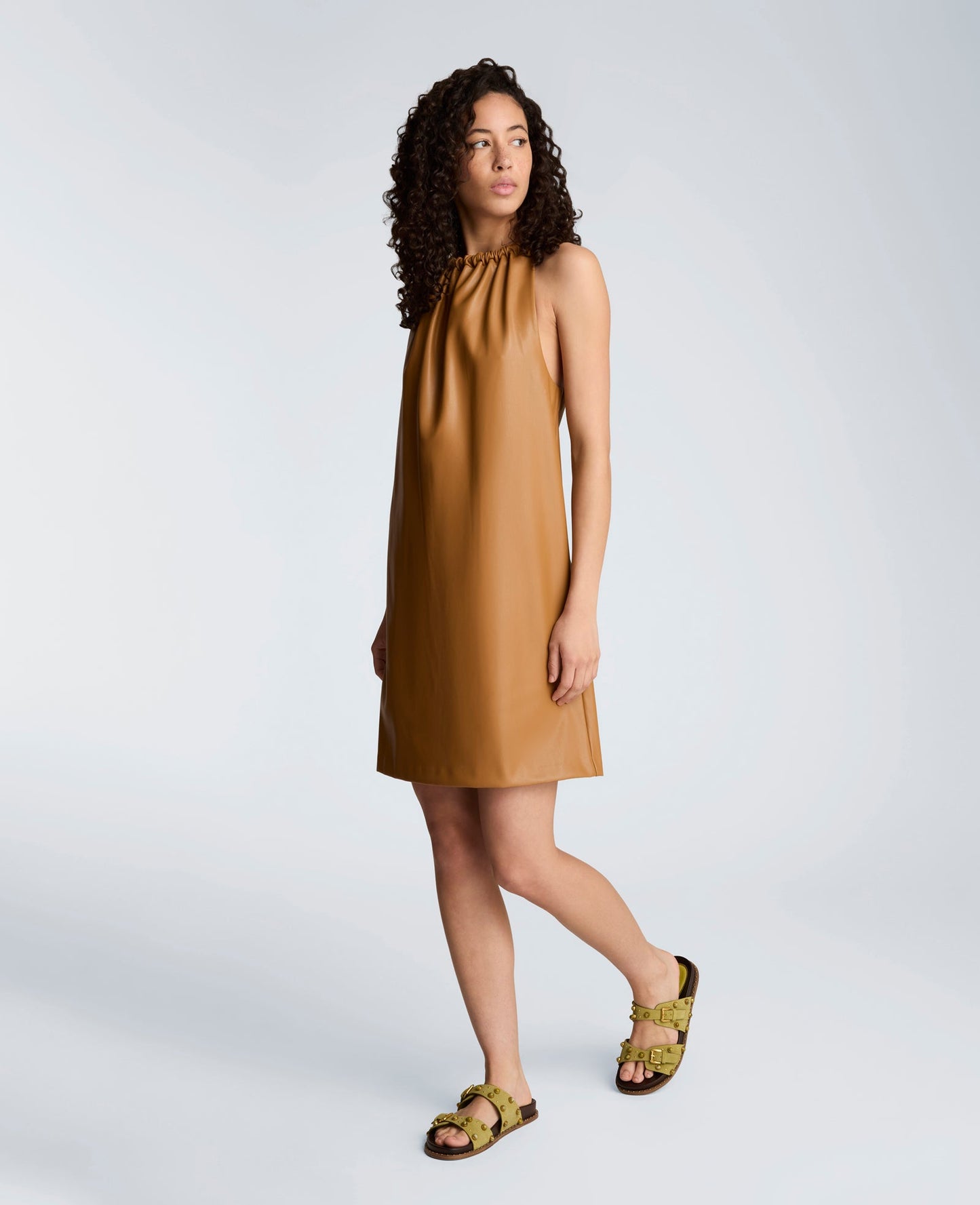 Gathered Halter Neck Mini Dress