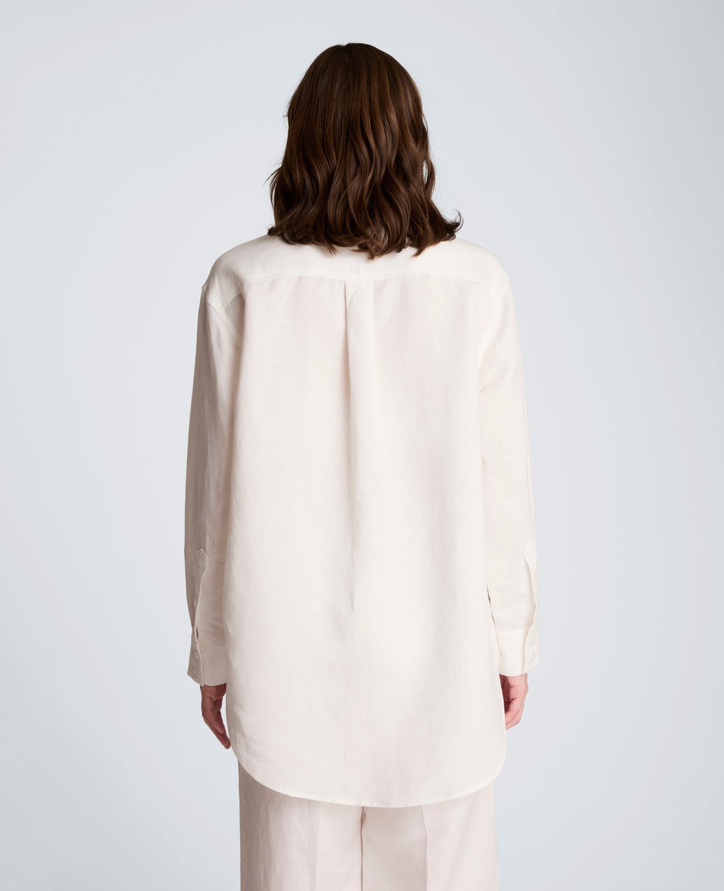 Refined Linen Drop Shoulder Button Front Boyfriend Shirt