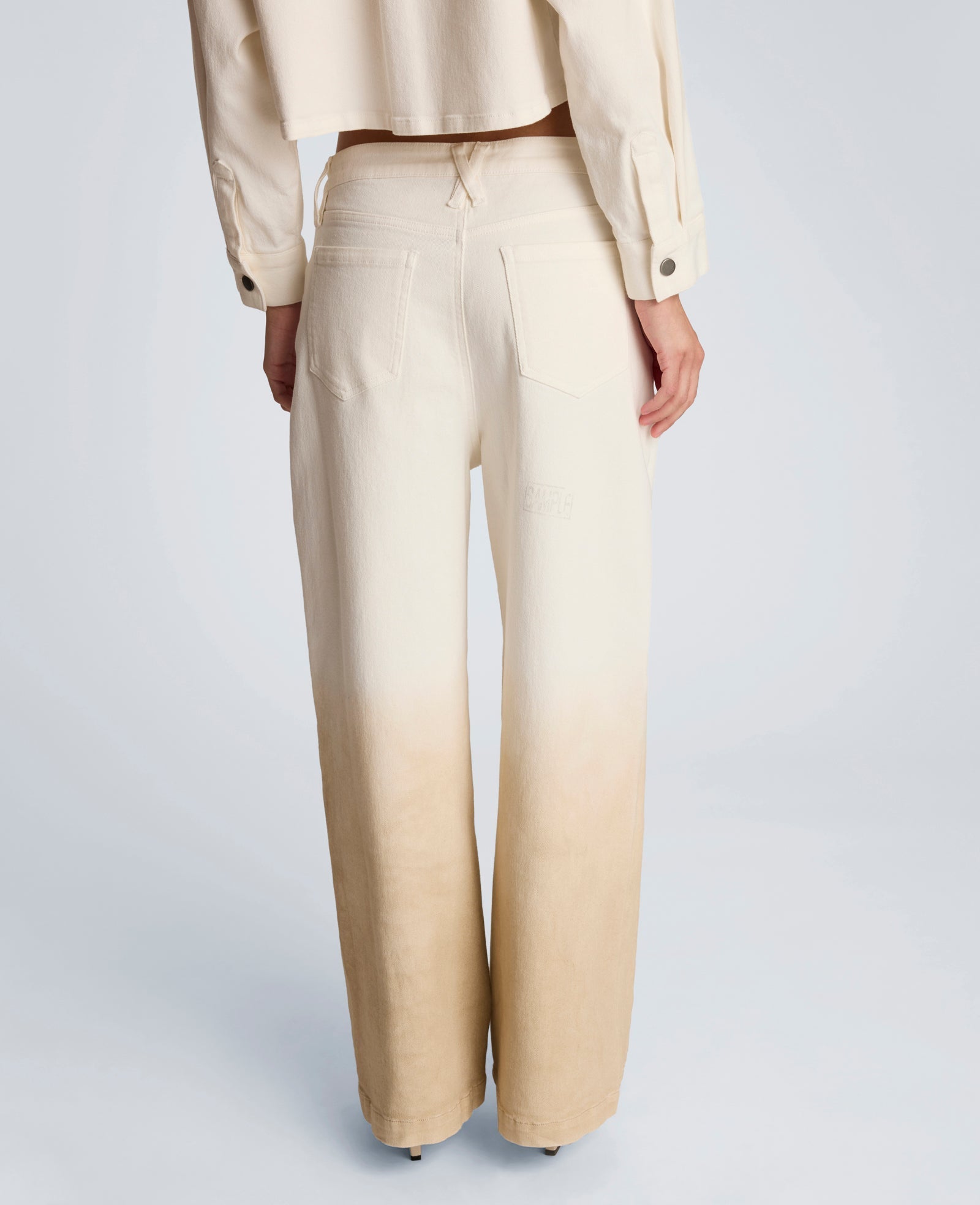 Gradient Fly Front High Rise Wide Leg Comfort Stretch Denim Pant