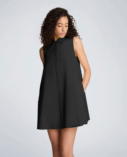 Cotton Poplin Sleeveless Trapeze Mini Dress