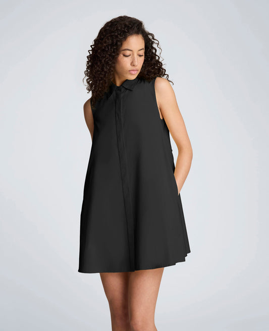 Cotton Poplin Sleeveless Trapeze Mini Dress