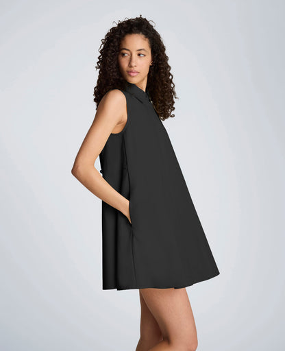 Cotton Poplin Sleeveless Trapeze Mini Dress