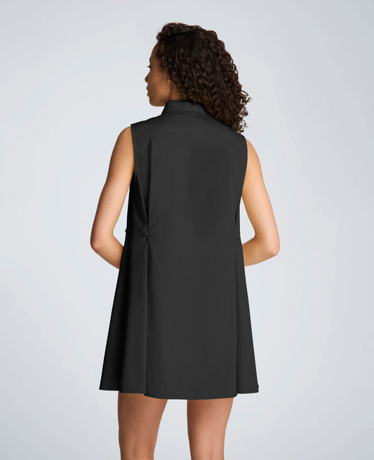 Cotton Poplin Sleeveless Trapeze Mini Dress