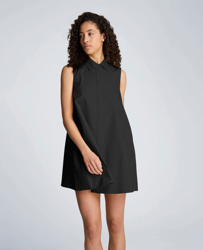 Cotton Poplin Sleeveless Trapeze Mini Dress