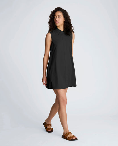 Cotton Poplin Sleeveless Trapeze Mini Dress