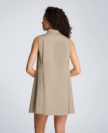 Cotton Poplin Sleeveless Trapeze Mini Dress
