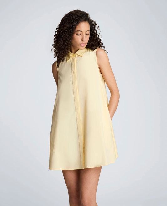 Cotton Poplin Sleeveless Trapeze Mini Dress