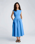 Cotton Poplin Sleeveless D-Rings Tie Midi Dress