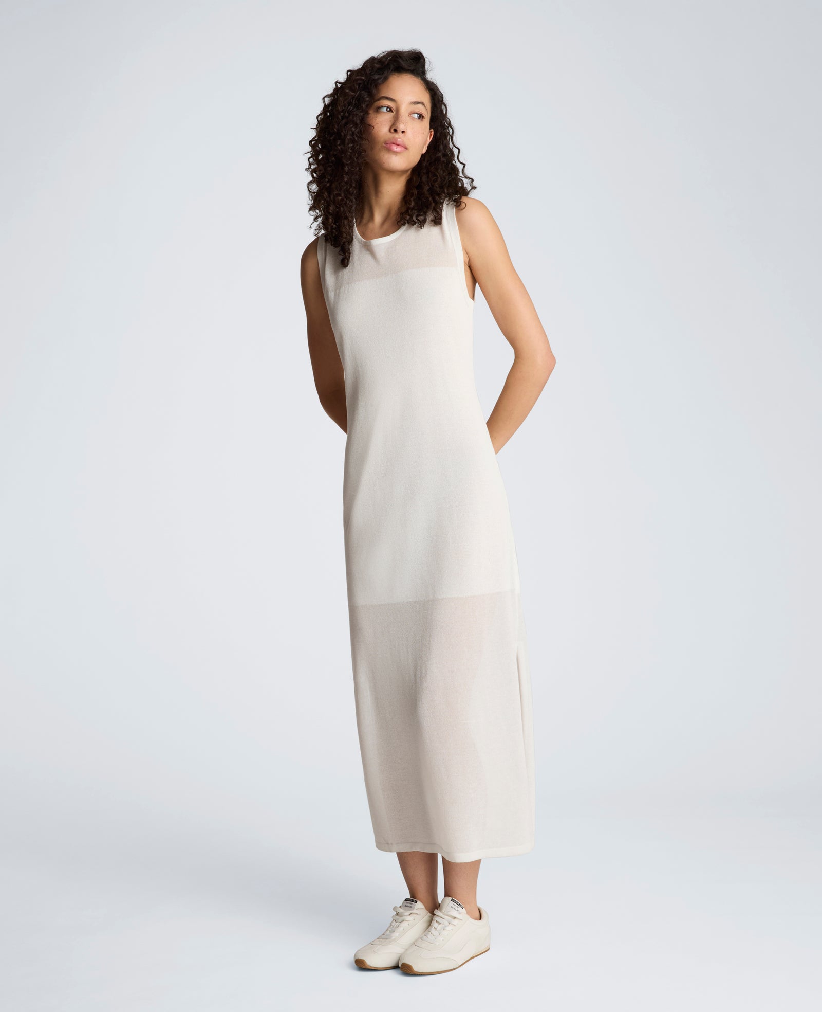 Semi Sheer Dress with Side Slits