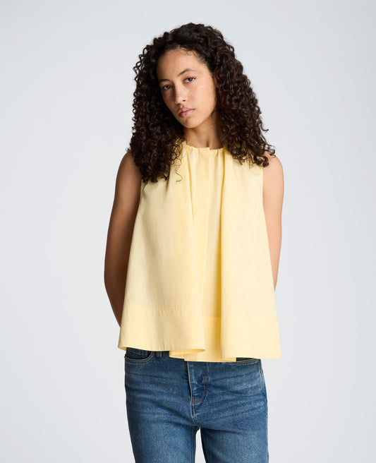 Paperbag Neck Sleeveless Tent Button Front Shirt
