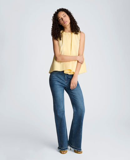 Paperbag Neck Sleeveless Tent Button Front Shirt