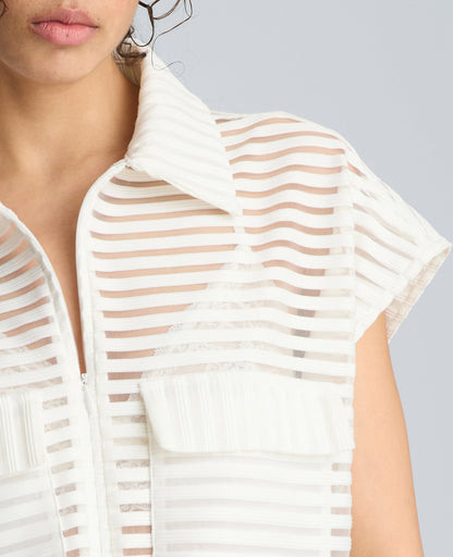 Zip-Up Vest Cardigan with Chest Pocket