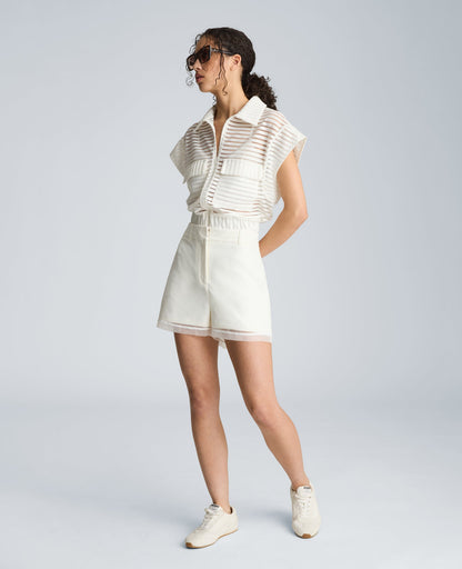 Zip-Up Vest Cardigan with Chest Pocket