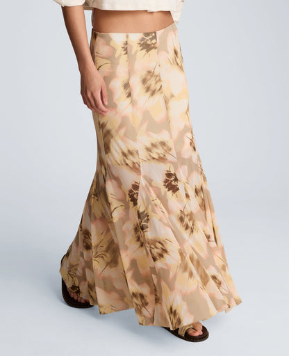Mesh Pull On Godet Fit and Flare Maxi Skirt