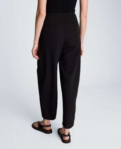 Fly Front Tapered Leg High Waisted Pleated Pant