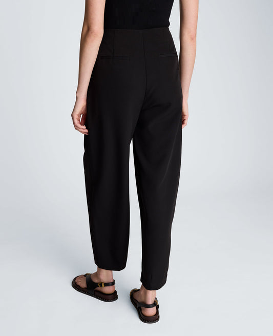 Fly Front Tapered Leg High Waisted Pleated Pant