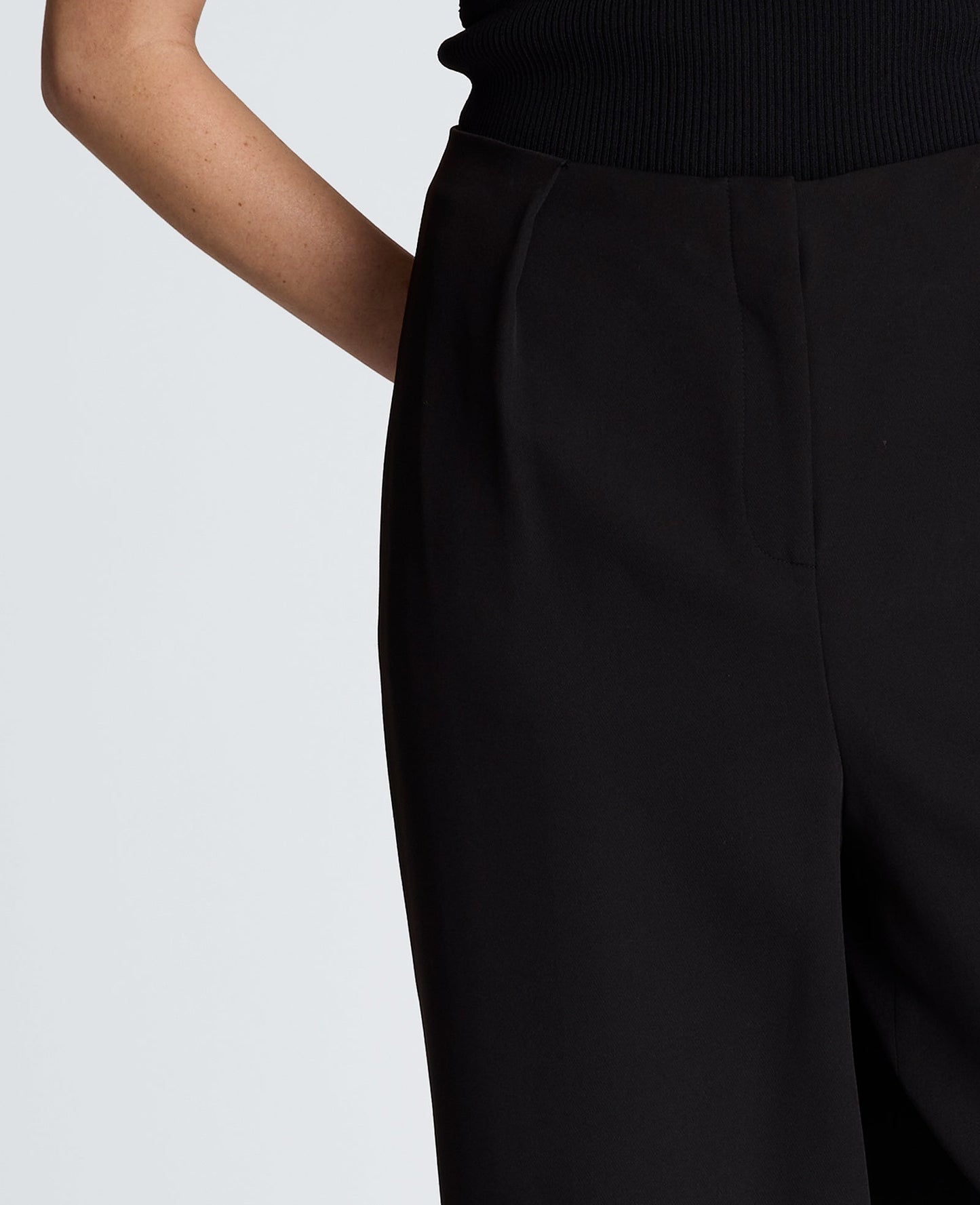 Fly Front Tapered Leg High Waisted Pleated Pant