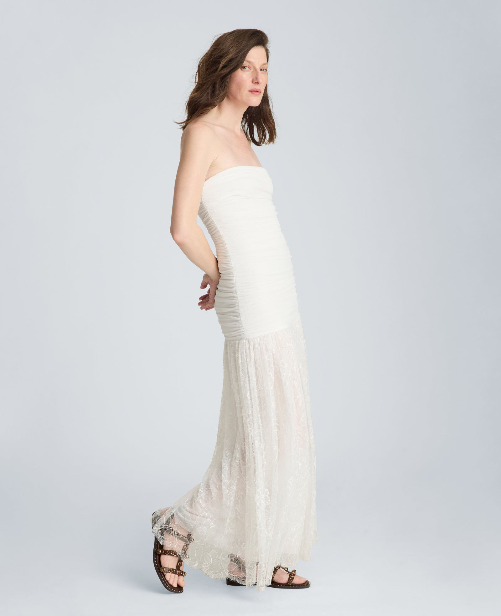 Strapless Mesh Maxi Dress