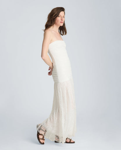 Strapless Mesh Maxi Dress