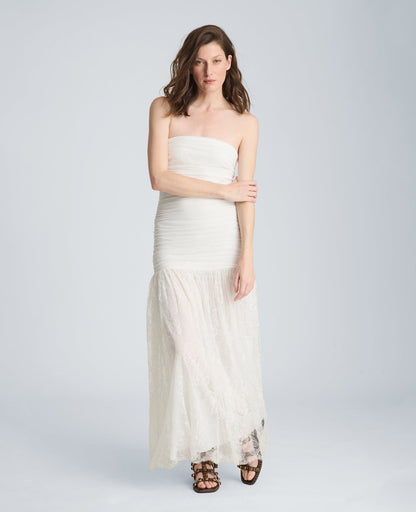 Strapless Mesh Maxi Dress