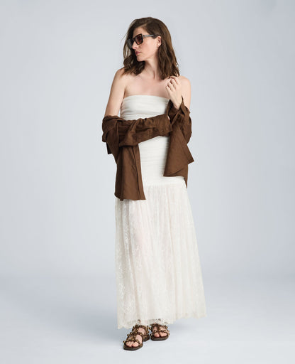 Strapless Mesh Maxi Dress